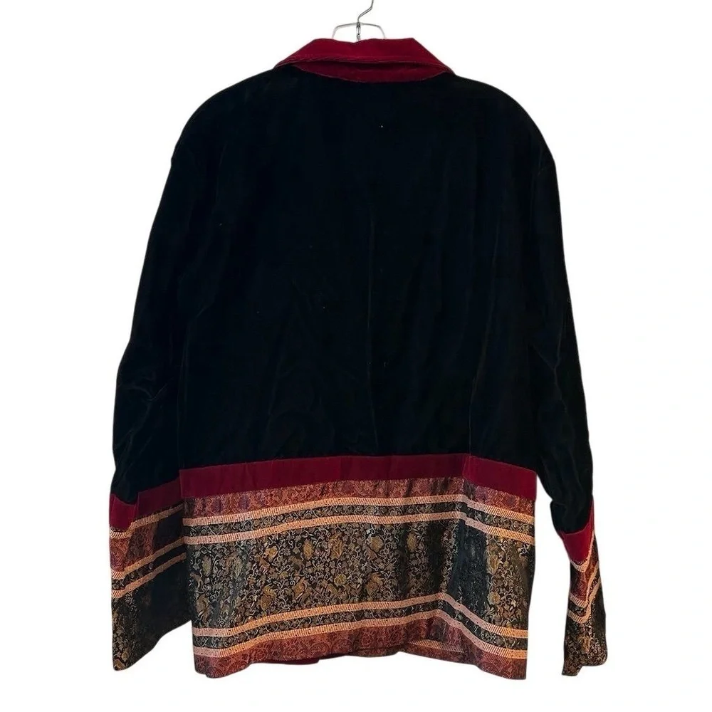 Coldwater Creek 1X Black Velvet Jacket Tapestry Classic Caeer Art to Wear‎
